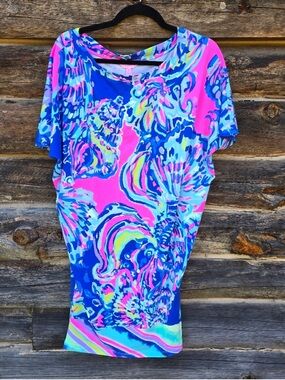 Lilly Pulitzer Women's Pink & Blue Shift Dress Size Small